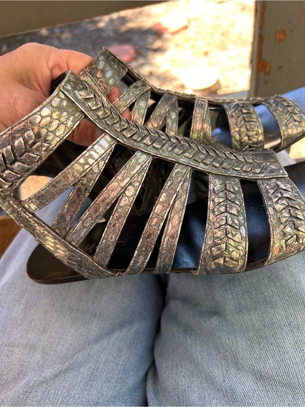 Elizabeth and James metallic, silver gladiator sandals, vintage - Picture 7 of 13